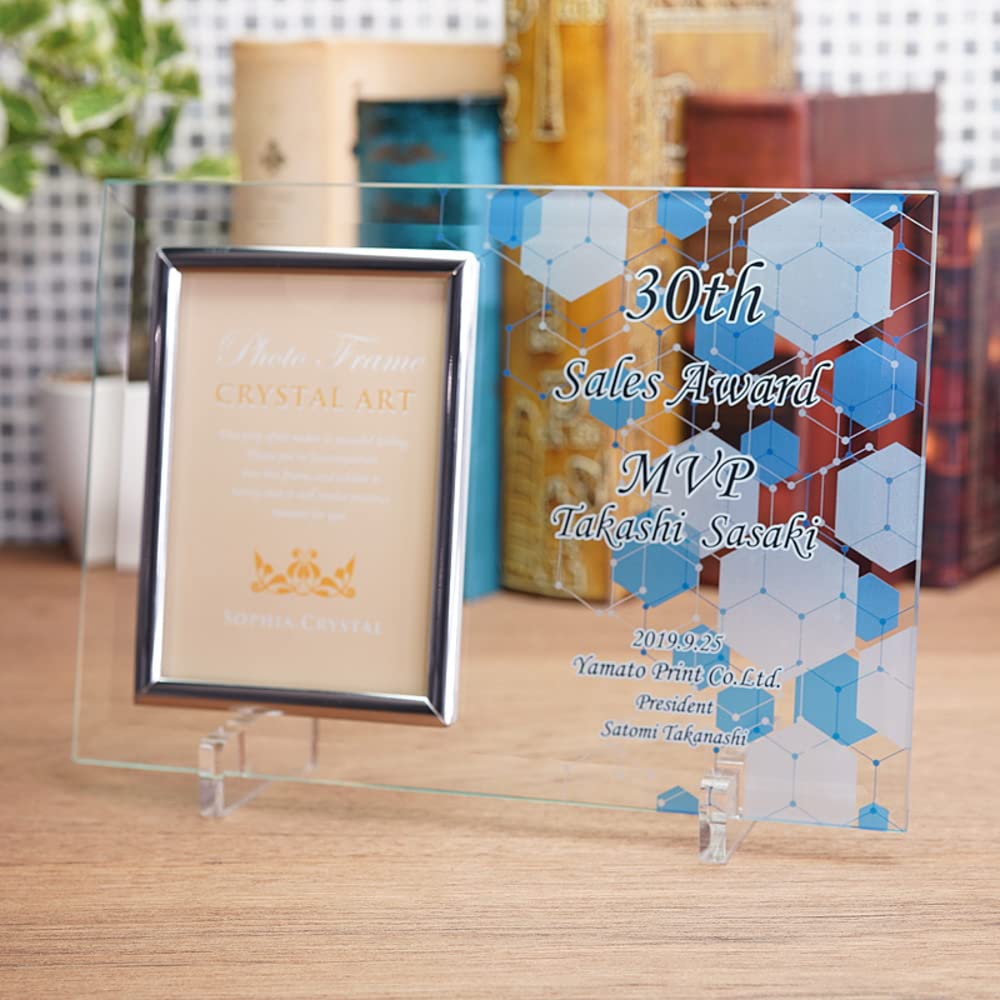  クリスタル写真立て　大 Amazon | 名入れ クリスタル 写真立て L判 お祝い ギフト プレセント